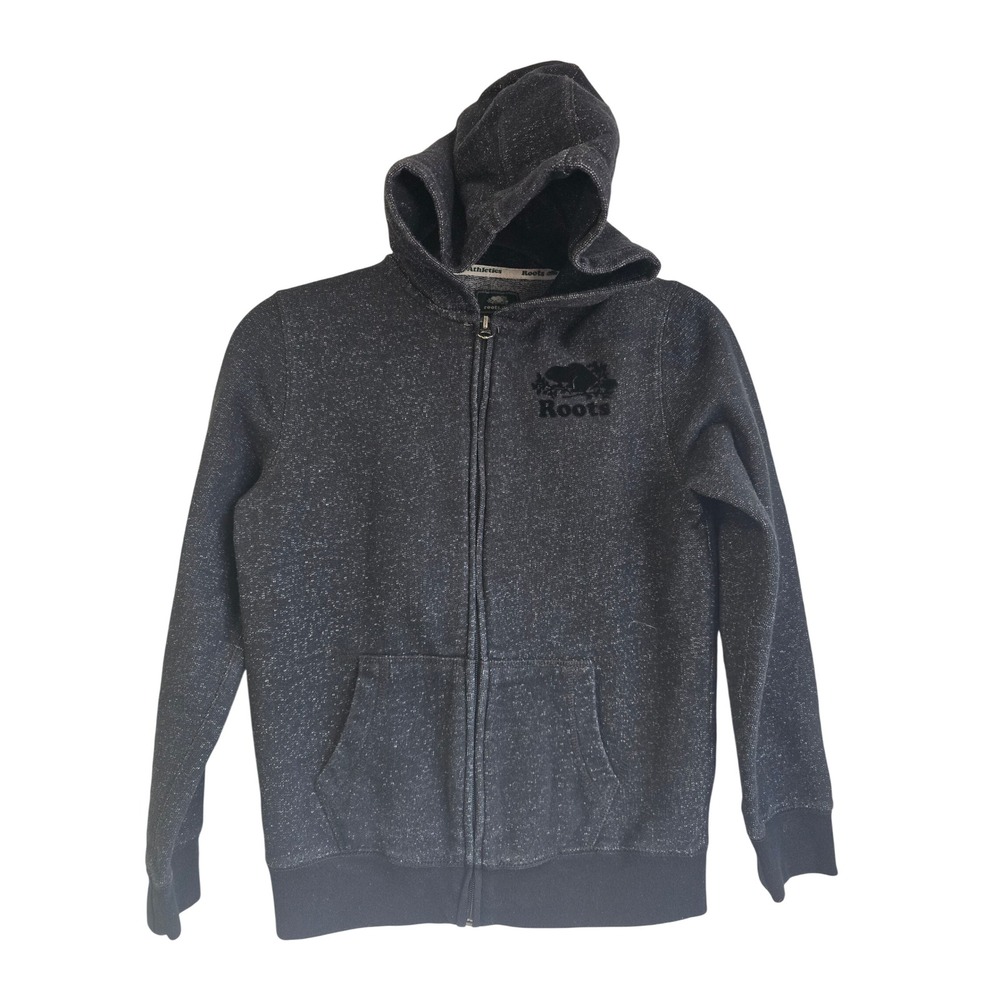 Roots Kids XL 11-12 Charcoal Salt and Pepper Full Zip Beaver Logo Hoodie